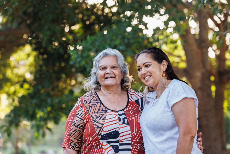 Elderly Aboriginal Australian Mother With Adult Daughter